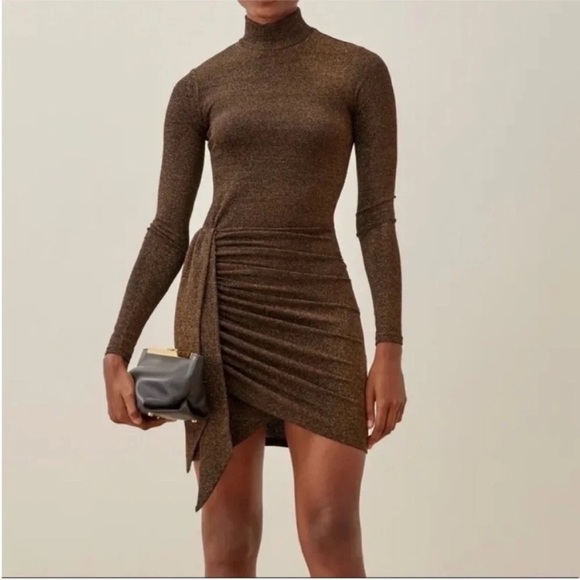 Reformation Paprika Long Sleeve Asymmetric Mini Dress - Picture 3 of 8